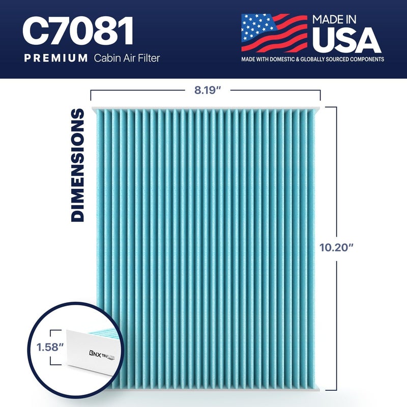 BNX TruFilter C7081 Cabin Air Filter, HEPA 99.97%, MADE IN USA, Compatible With Ford F-150, F-250 Super Duty, F-350, F-450, F-550, Expedition; Lincoln Navigator - Image 3
